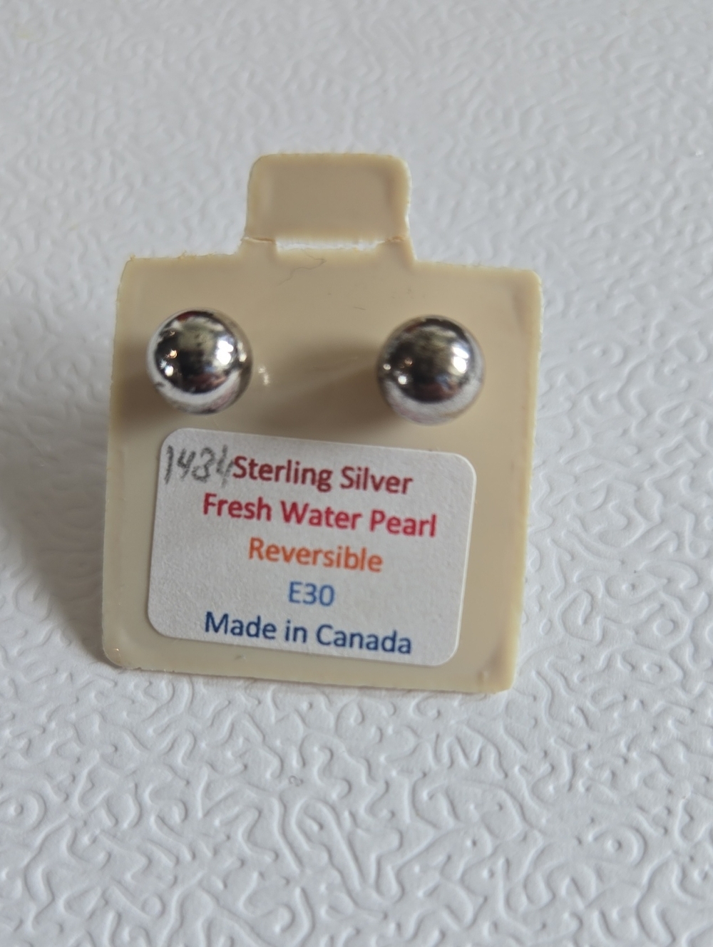 Sterling Silver Reversible Fresh Water Pearl Stud Earrings - Cream/Silver
